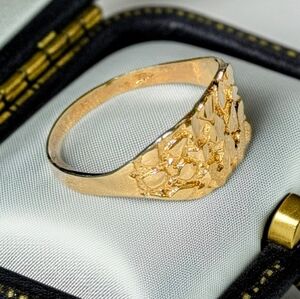 10K Yellow Gold Nugget Men's Ring